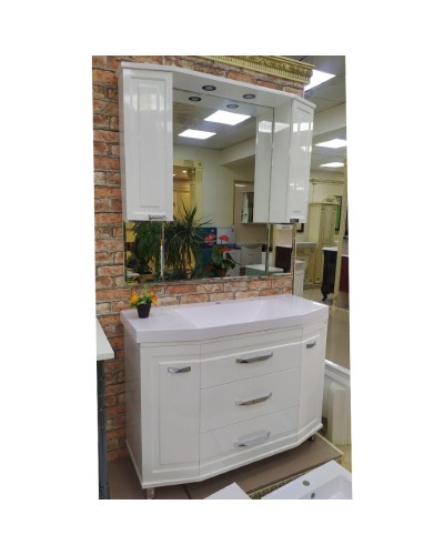 Терра -110 Тумба белая с 3 ящ. / раковина