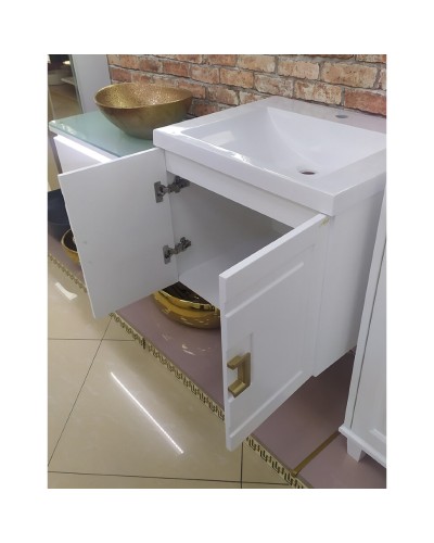 Галвер - 60 Тумба прямая подвесная белая / раковина