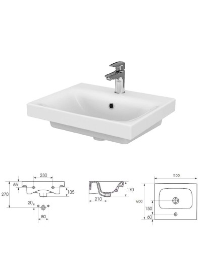 Лира - 50 Тумба прямая напольная  белая / раковина