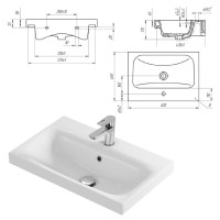 Лира - 60 Тумба прямая напольная  белая эмаль с отталкив. / раковина