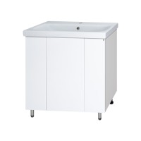 Лира - 80 Тумба прямая напольная  белая эмаль с отталкив. / раковина