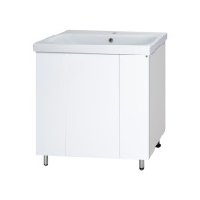 Лира - 80 Тумба прямая напольная  белая эмаль с отталкив. / раковина