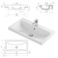 Лира - 80 Тумба прямая напольная  белая эмаль с отталкив. / раковина