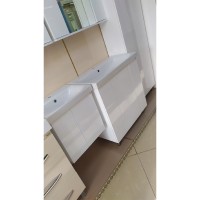 Лира - 80 Тумба прямая напольная  белая эмаль с отталкив. / раковина