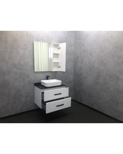 Тумба с раковиной Comforty Амстердам 75 00-00004668 подвесная Белая глянцевая