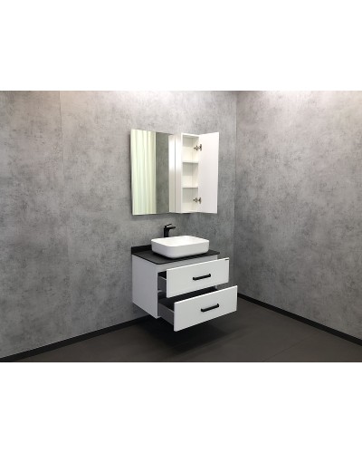 Тумба с раковиной Comforty Амстердам 75 00-00004668 подвесная Белая глянцевая