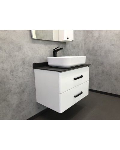 Тумба с раковиной Comforty Амстердам 75 00-00004668 подвесная Белая глянцевая