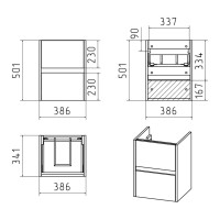 Алиса - 40 тумба 2 ящ. подвесная белая эмаль / раковина
