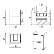 Алиса - 40 тумба 2 ящ. подвесная белая эмаль / раковина