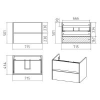 Алиса - 75 тумба 2 ящ. подвесная белая эмаль / раковина