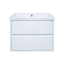 Алиса - 75 тумба 2 ящ. подвесная белая эмаль / раковина