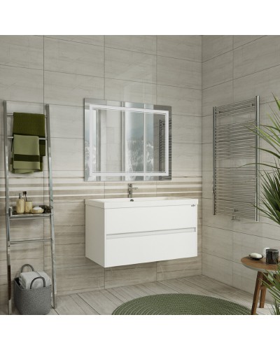 Алиса - 75 тумба 2 ящ. подвесная белая эмаль / раковина