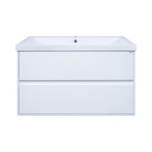 Алиса - 90 тумба 2 ящ. подвесная белая эмаль / раковина