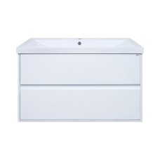 Алиса - 90 тумба 2 ящ. подвесная белая эмаль / раковина