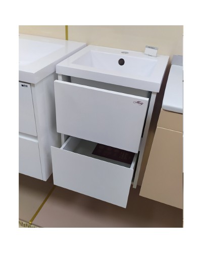 Алиса - 40 тумба 2 ящ. подвесная белая эмаль / раковина