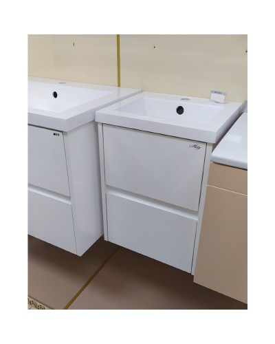 Алиса - 40 тумба 2 ящ. подвесная белая эмаль / раковина