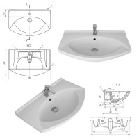 Чегет - 75 Тумба напольная прямая белая 2 дв. / раковина