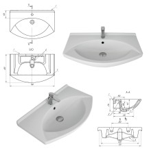 Чегет - 75 Тумба напольная прямая белая 2 дв. / раковина