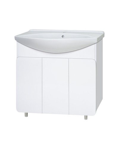 Чегет - 85 Тумба напольная прямая белая 3 дв. / раковина