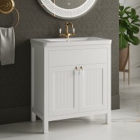 Адель - 80 Тумба 1 ящ. белая эмаль / раковина