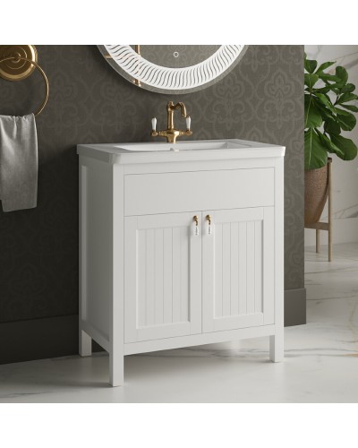 Адель - 80 Тумба 1 ящ. белая эмаль / раковина