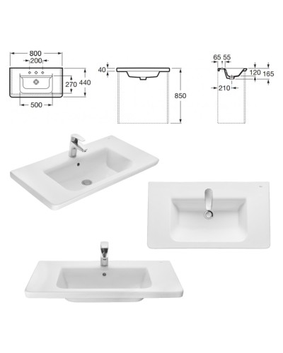 Адель - 80 Тумба 1 ящ. белая эмаль / раковина