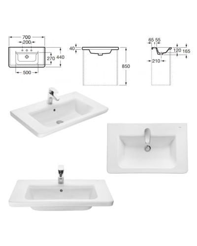 Адель - 70 Тумба с 1 ящ. белая эмаль / раковина