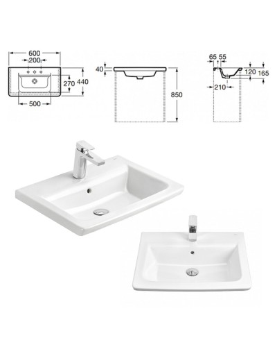 Адель - 60 Тумба с 1 ящ. белая эмаль / раковина