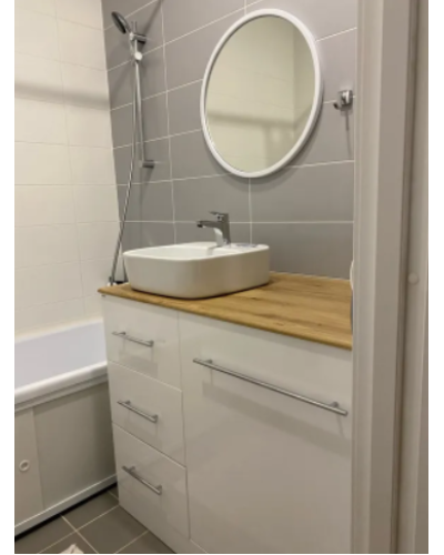 Респект -110 Тумба с 3 ящ. под стиральную машину правая (белая ПВХ/Дуб Тиссано) / раковина