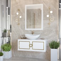 STEFFANY -105 Тумба подвесная 2 дв. с латунными вставками / столешница / раковина