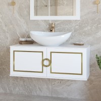 STEFFANY -105 Тумба подвесная 2 дв. с латунными вставками / столешница / раковина