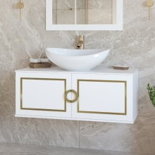 STEFFANY -105 Тумба подвесная 2 дв. с латунными вставками / столешница / раковина