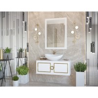 STEFFANY -105 Тумба подвесная 2 дв. с латунными вставками / столешница / раковина