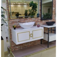 STEFFANY -105 Тумба подвесная 2 дв. с латунными вставками / столешница / раковина