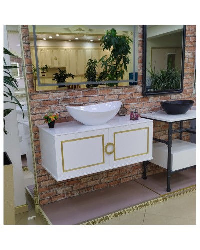STEFFANY -105 Тумба подвесная 2 дв. с латунными вставками / столешница / раковина