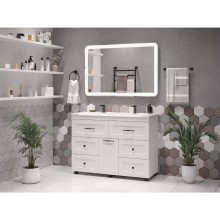 Дуэт - 120 Тумба белая матовая с 6 ящ. / Б/К / раковина