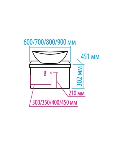 Ива - 60 Тумба подвесная комбинированная 1 ящ. / раковина