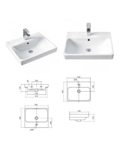 Адриана - 55 Тумба подвесная с 2 ящ. / раковина