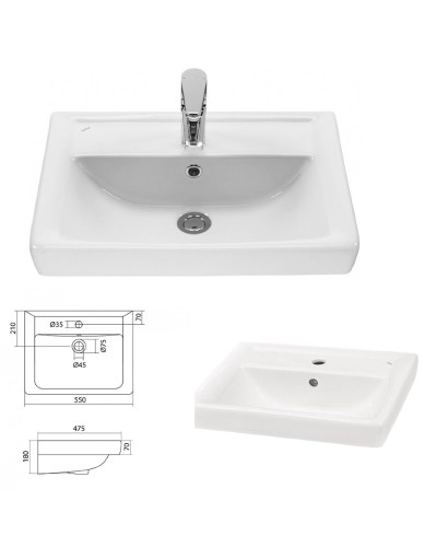 Венера - 55 Тумба с 2 ящ. комбинированная / раковина