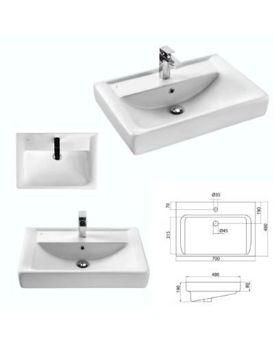 Венера - 70 Тумба с 2 ящ. комбинированная / раковина