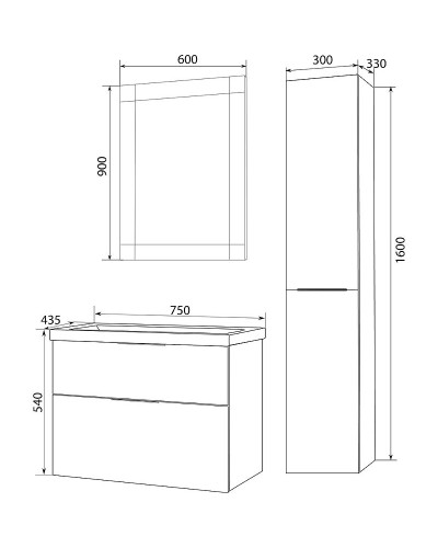 Тумба с раковиной Marka One Idalgo 75П У72783 подвесная Onyx