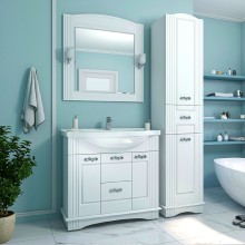 Эльбрус - 90 Тумба белая эмаль / раковина