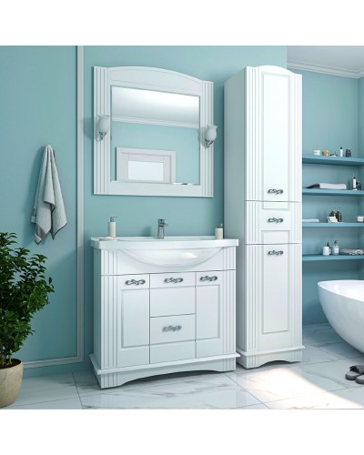 Эльбрус - 90 Тумба белая эмаль / раковина