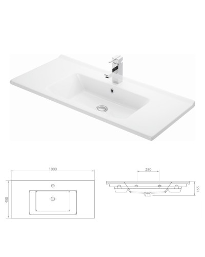 ETNA -100 Тумба напольная белая 3 ящ. / раковина