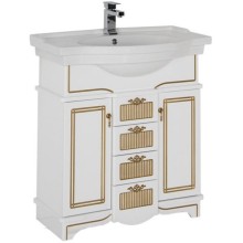 Тумба под раковину Aquanet Луис Shenxin 80 186178 Белый глянец/патина золото