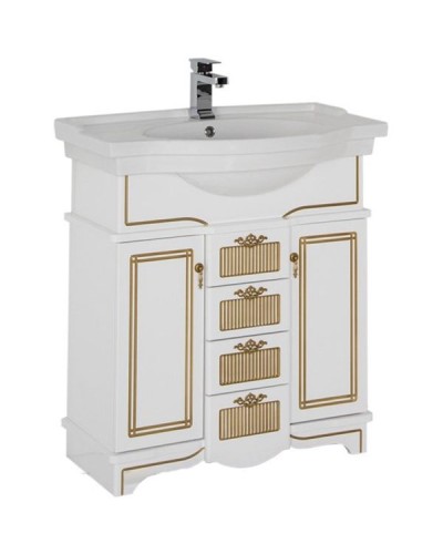 Тумба под раковину Aquanet Луис Shenxin 80 186178 Белый глянец/патина золото