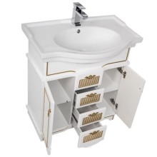 Тумба под раковину Aquanet Луис Shenxin 80 186178 Белый глянец/патина золото