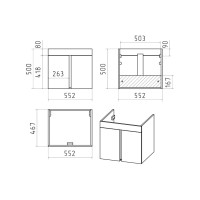 Торос - 60 Тумба подвесная прямая серый мрамор / раковина