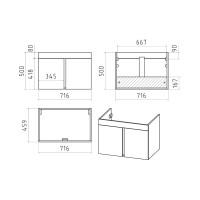 Торос - 75 Тумба подвесная прямая серый мрамор / раковина