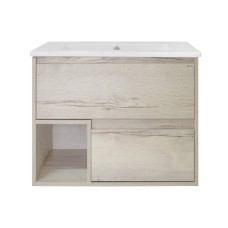 Дунай - 75 Тумба подвесная с 2 ящиками и нишей (цвет Дуб белый) / раковина